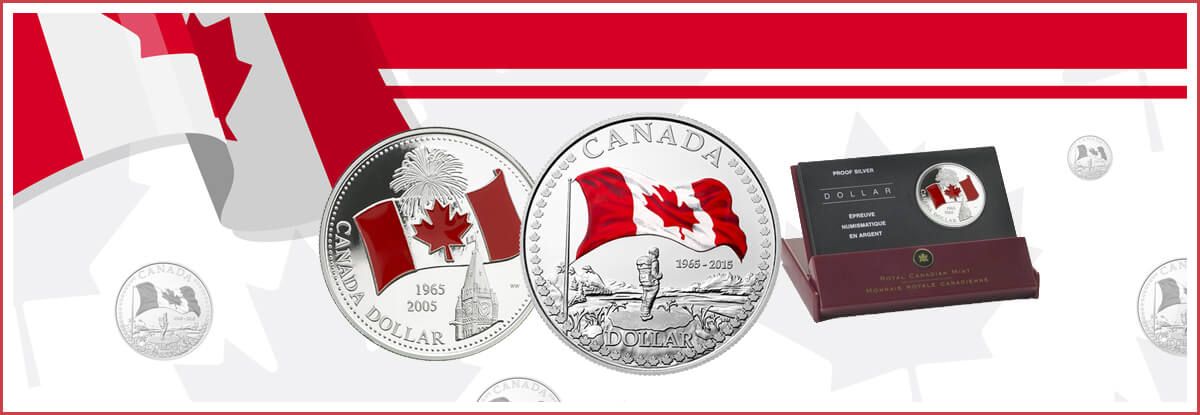Proof Silver Dollars Representing the Canadian Flag